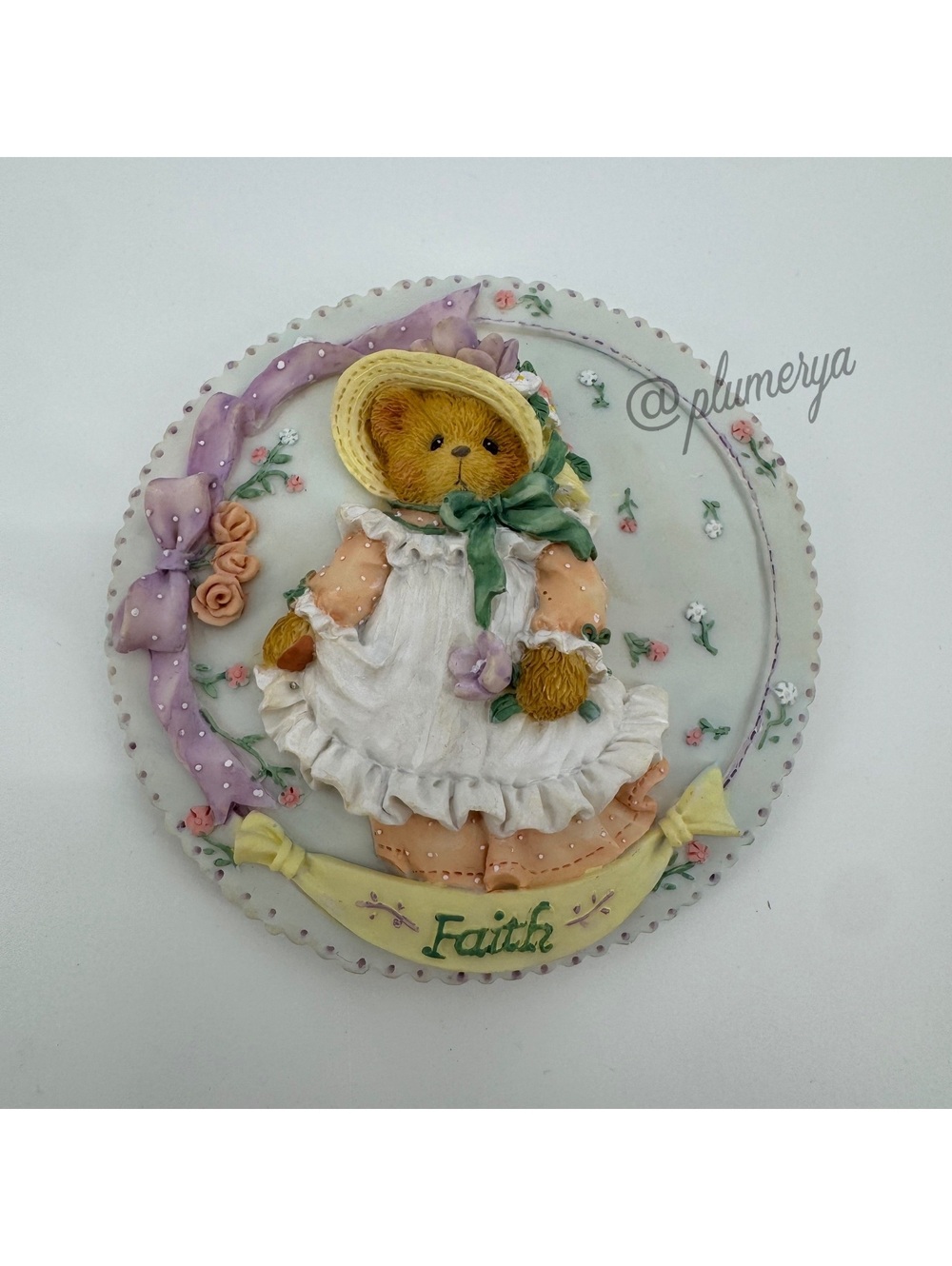 Enesco Teddies Vintage 1994 Faith Collectible Vintage 90's Wall Plaque Figurine